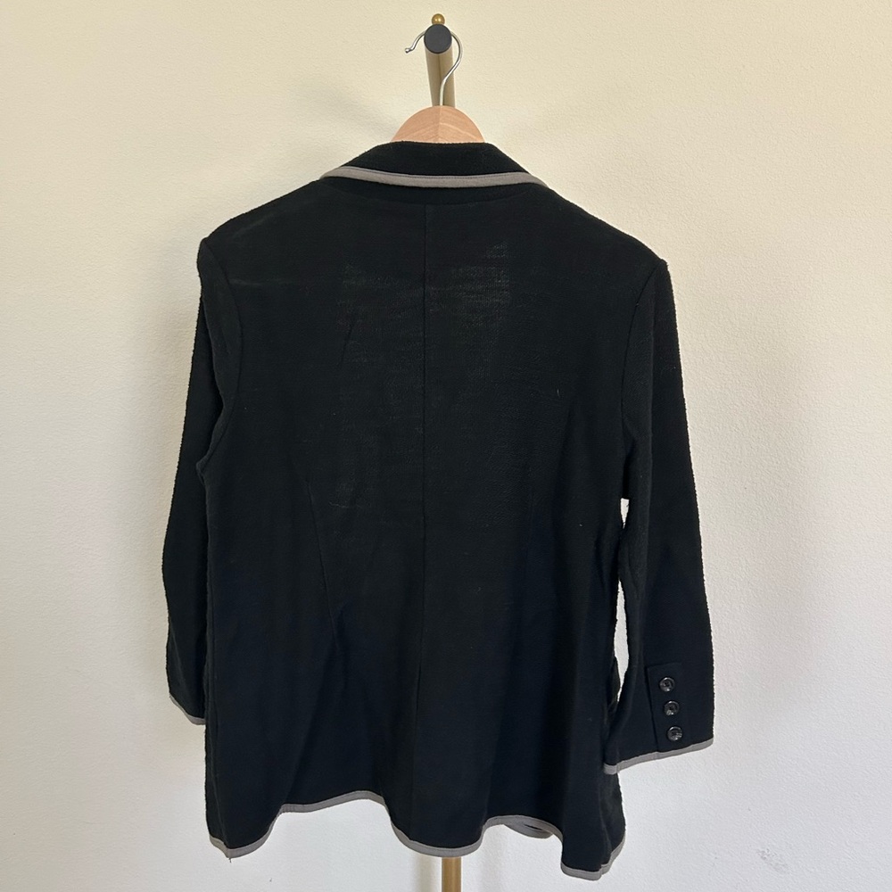 Banana Republic Black Double-Breasted Trim Blazer Cotton Jacket - M - Picture 3 of 4